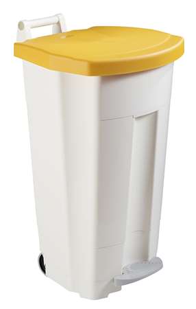 POUBELLE MOBILE A PEDALE PLASTIQUE JAUNE 90L Boogy