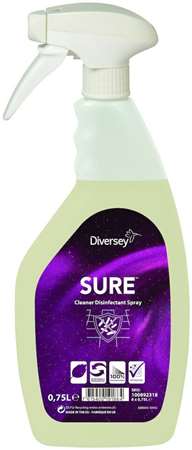 SURE CLEANER DISINFECTANT Spray DETERGENT DESINF 750ml x 6