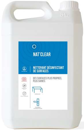 NAT'CLEAR NETTOYANT DESINFECTANT SURFACES ECOCERT 5L