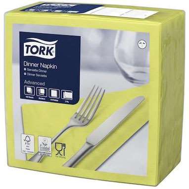 TORK SERVIETTE 'DINNER' 39x39 GAUFRE 2F CITRON VERT EU x1800