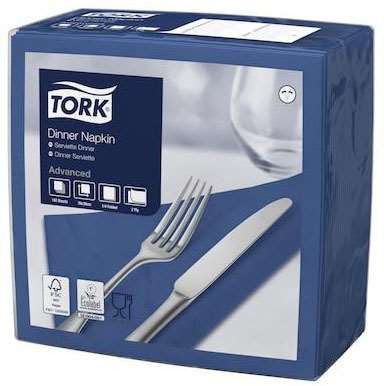 TORK SERVIETTE 'DINNER' 39x39 GAUFRE 2F BLEU OCEAN EU x1800
