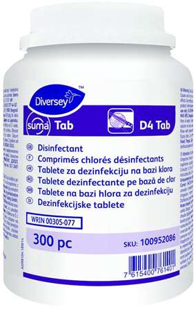 SUMA TAB COMPRIMES CHLORES DESINFECTANT Pot 300 tabs x 4