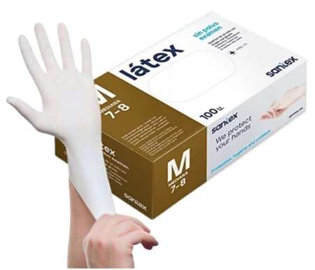GANT LATEX NON POUDRE 'SANTEX' BOITE DE 100 TAILLE L (8/9)
