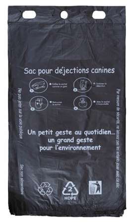 SACS CANINS PEHD EN LIASSE TYPE GANTS 3 PERCAGES x 2500