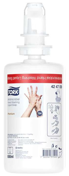 TORK SAVON LIQUIDE 'S4' PREMIUM ANTIMICROBIEN S/ALCOOL 1L x6