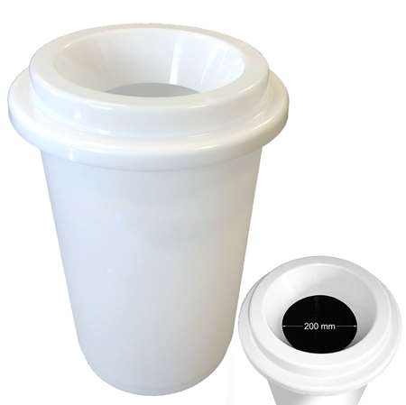 POUBELLE RONDE AVEC COUVERCLE PLASTIQUE BLANCHE 50L Donuts