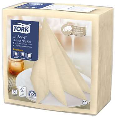 TORK SERVIETTE 'LINSTYLE DINNER' 39x39 1F VANILLE FSC x 600