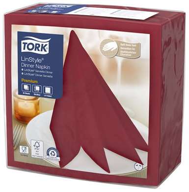 TORK SERVIETTE 'LINSTYLE DINNER' 39x39 1F BORDEAUX FSC x 600