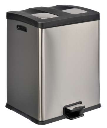 POUBELLE A PEDALE TRI SELECTIF INOX 2x30L Multiflux 60