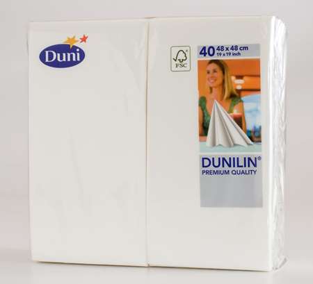 DUNI SERVIETTE DUNILIN UNIE 48x48 PLIAGE EN 8 BLANC FSC x240