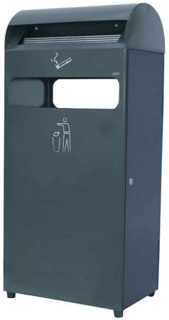 CENDRIER EXTERIEUR 4.7L + CONTENEUR 48L ACIER GALVANISE NOIR