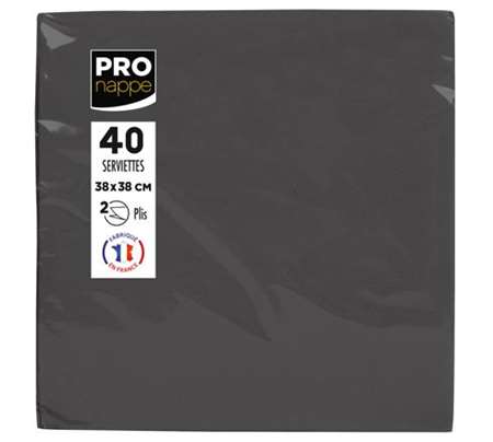 SERVIETTE 38x38 OUATE MICRO-GAUFREE 2F NOIR FSC x 1200