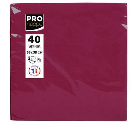 SERVIETTE 38x38 OUATE MICRO-GAUFREE 2F BORDEAUX FSC x 1200