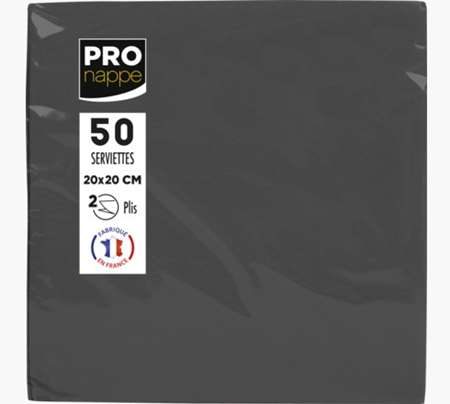 SERVIETTE 20x20 OUATE MICRO-GAUFREE 2F NOIR FSC x 800