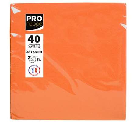 SERVIETTE 38x38 OUATE MICRO-GAUFREE 2F ORANGE FSC x 1200