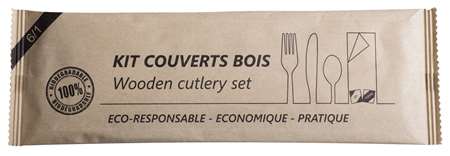 KIT PAPIER KRAFT COUVERT BOIS  en 1 C.F.CD.S Kraft.SP x 250