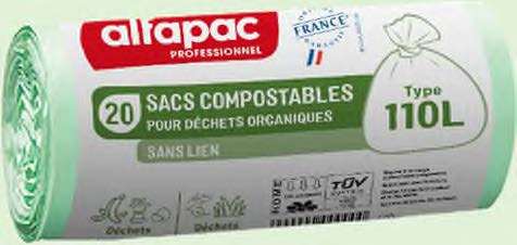 SAC POUBELLE 110L COMPOSTABLE 32µ VERT CLAIR x 200