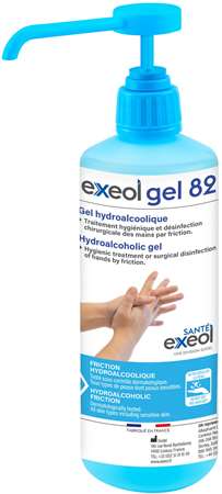 EXEOL GEL 82 GEL HYDROALCOOLIQUE Flacon pompe 500ml x 12