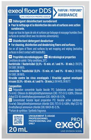 EXEOL FLOOR DDS DETERGENT DESINFECT AMBIANCE DOSE 20ml x250