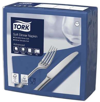 TORK SERVIETTE 'DINNER' 39.5x39 GAUFRE 3F BLEU FONC EU x1200