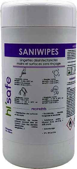 SANIWIPES LINGETTES DESINFECTANTE SURFACE SR 12 BOITE DE 100