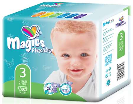 COUCHE MAGICS FLEXIDRY MIDI (Taille 3) 6 paquets de 36