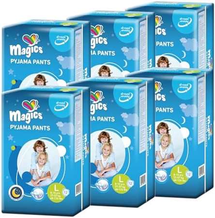 COUCHE MAGICS PYJAMA PANTS LARGE (Taille L) 6 paquets de 12