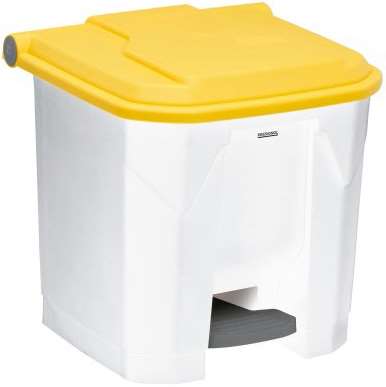 POUBELLE A PEDALE POLYPROPYLENE BLANCHE/JAUNE 30L Ulto