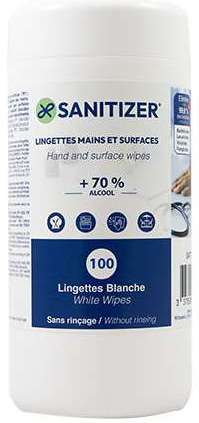 SANITIZER LINGETTES MAINS & SURFACES DESINFECTANTE BOITE 100