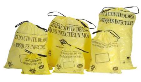 SAC DASRI 30L BD 18µ JAUNE LIEN COULISSANT x 500