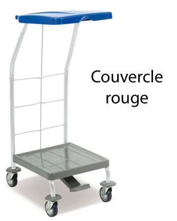 CHARIOT LINGE (70L) 1 SUPPORT (+pedale) couvercle rouge