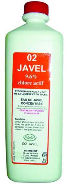 JAVEL Concentré (9.6% Chlore Actif) CRUCHONS A VIS 250ml x24